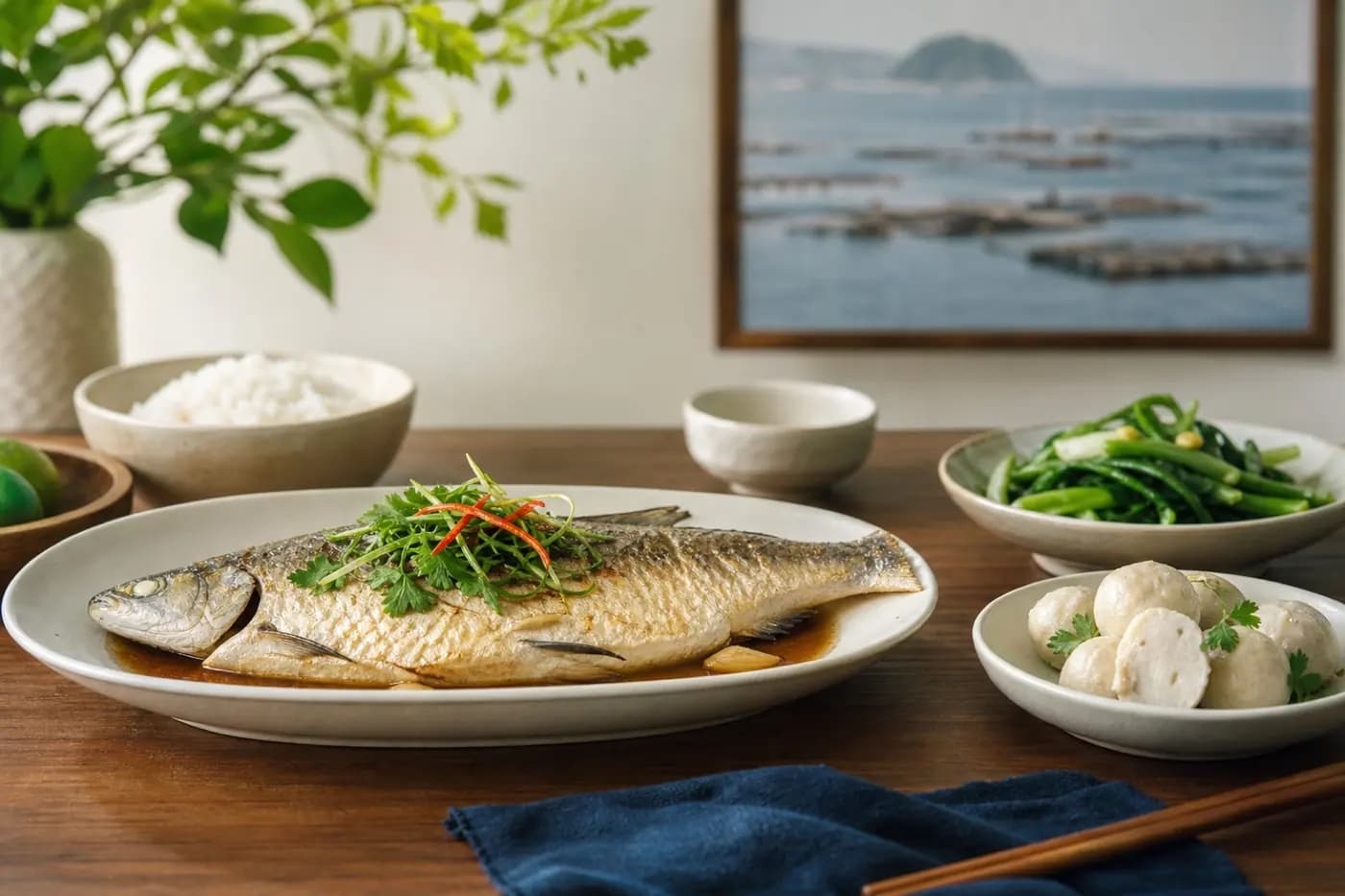 台灣虱目魚水產料理與餐桌情境圖